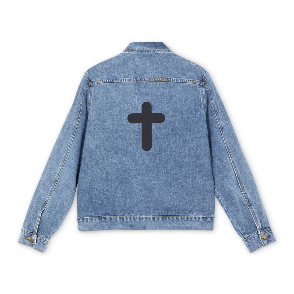 Denim Jacket — Minimal Black Cross Back Graphic