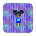 Hooded Baby Towel — Cute Black Girl Character on Shimmery Purple Holographic Background