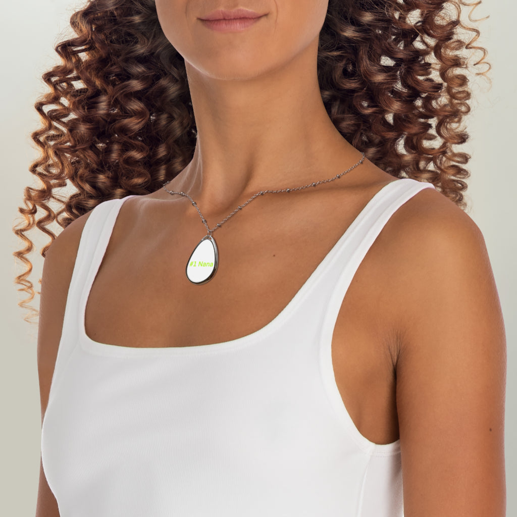 #1 Nana Oval Pendant Necklace — Personalized Teardrop Charm for Grandmother, Mother’s Day Gift