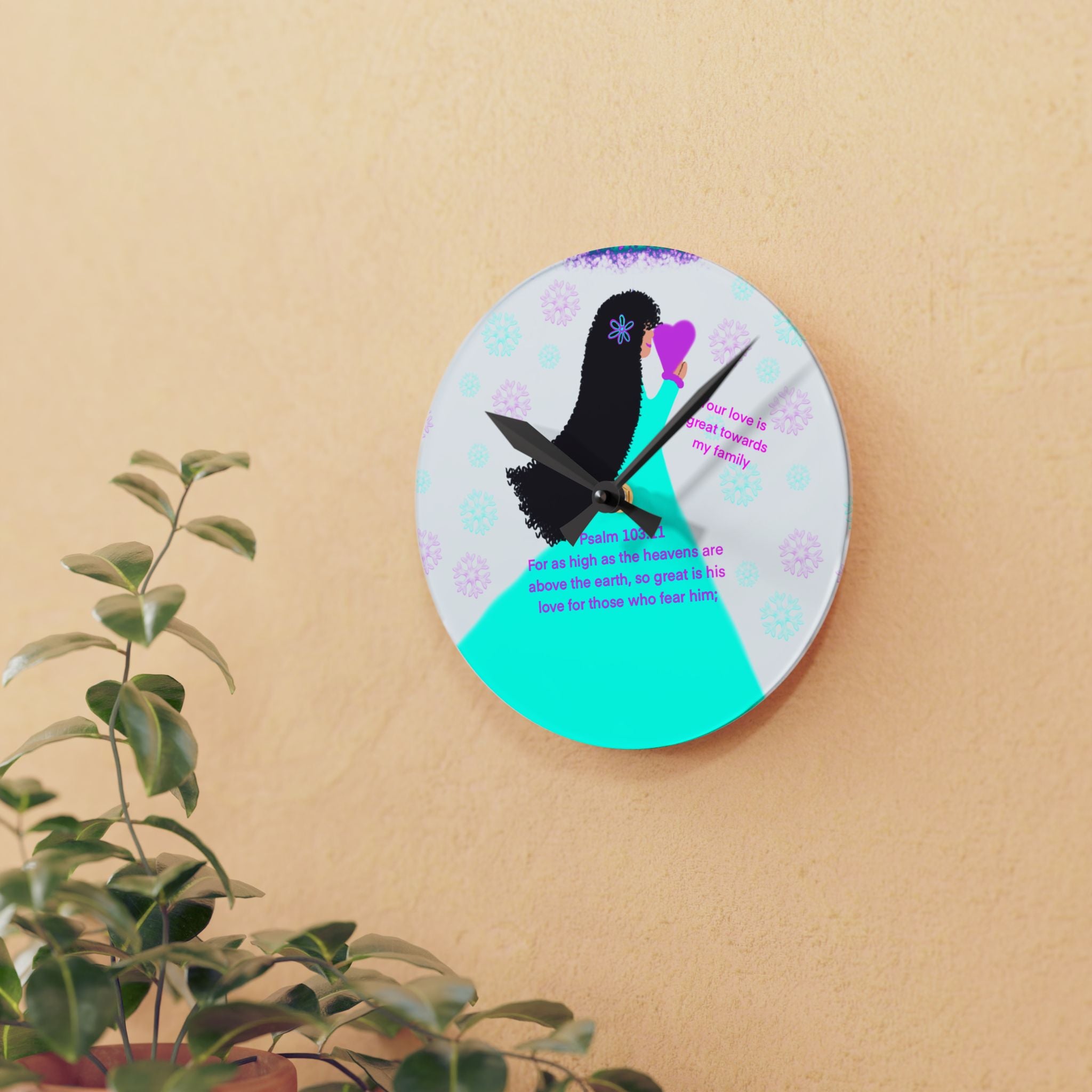 Acrylic Wall Clock — Inspirational Silhouette Love Quote Clock