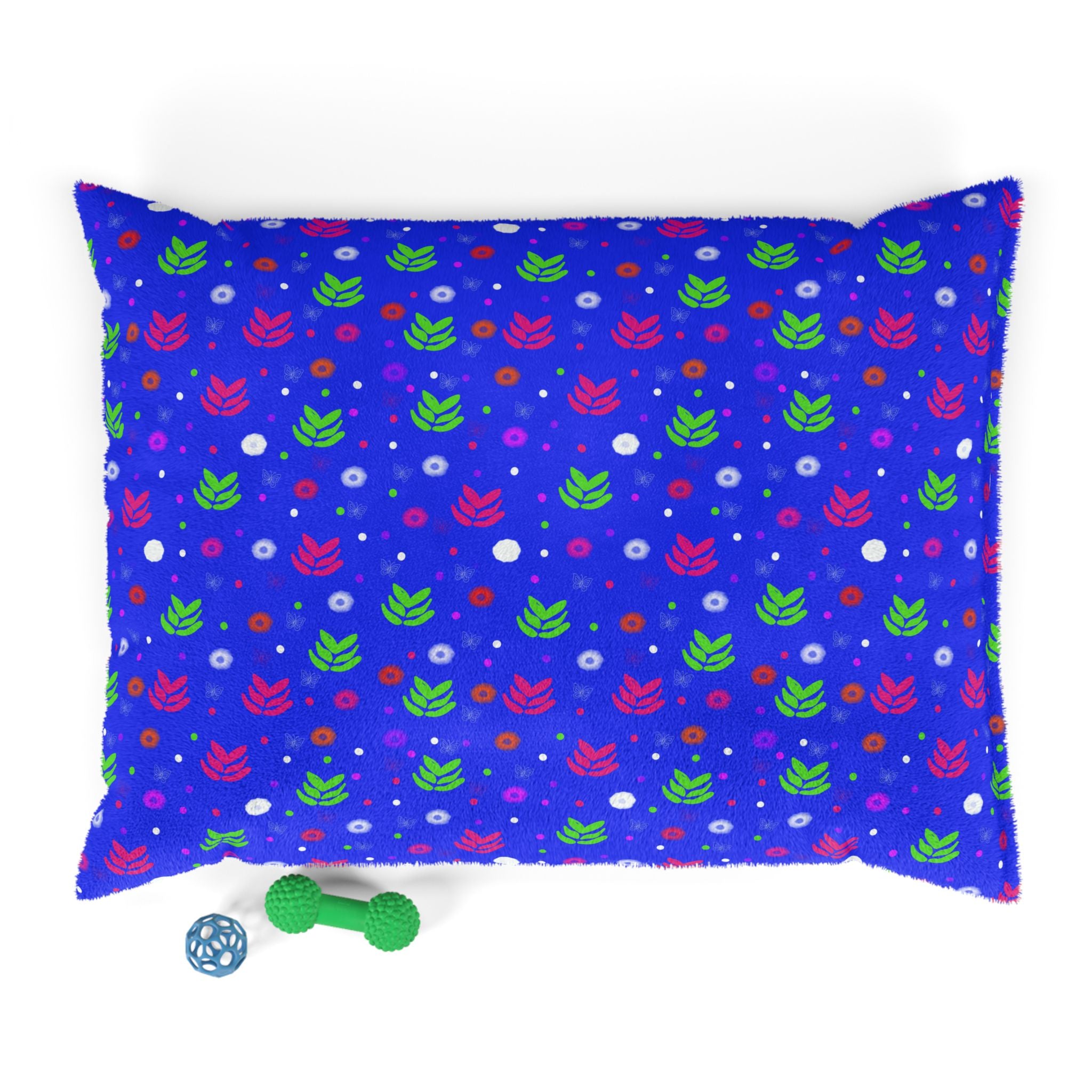 Bright Blue Floral Pet Bed — Cozy Dog & Cat Cushion