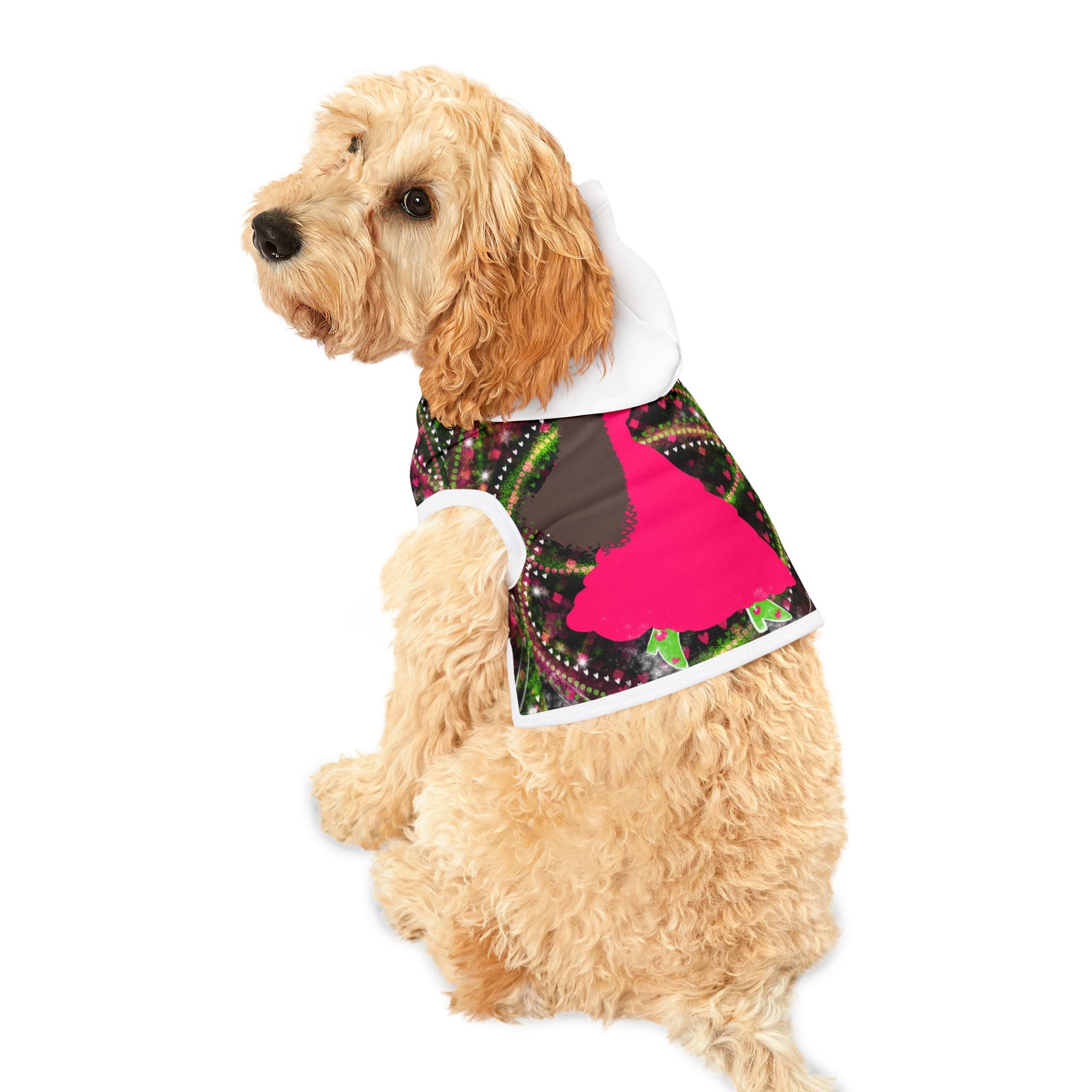 Pet Hoodie - Festive Floral Girl Silhouette Dog/Pet Hoodie
