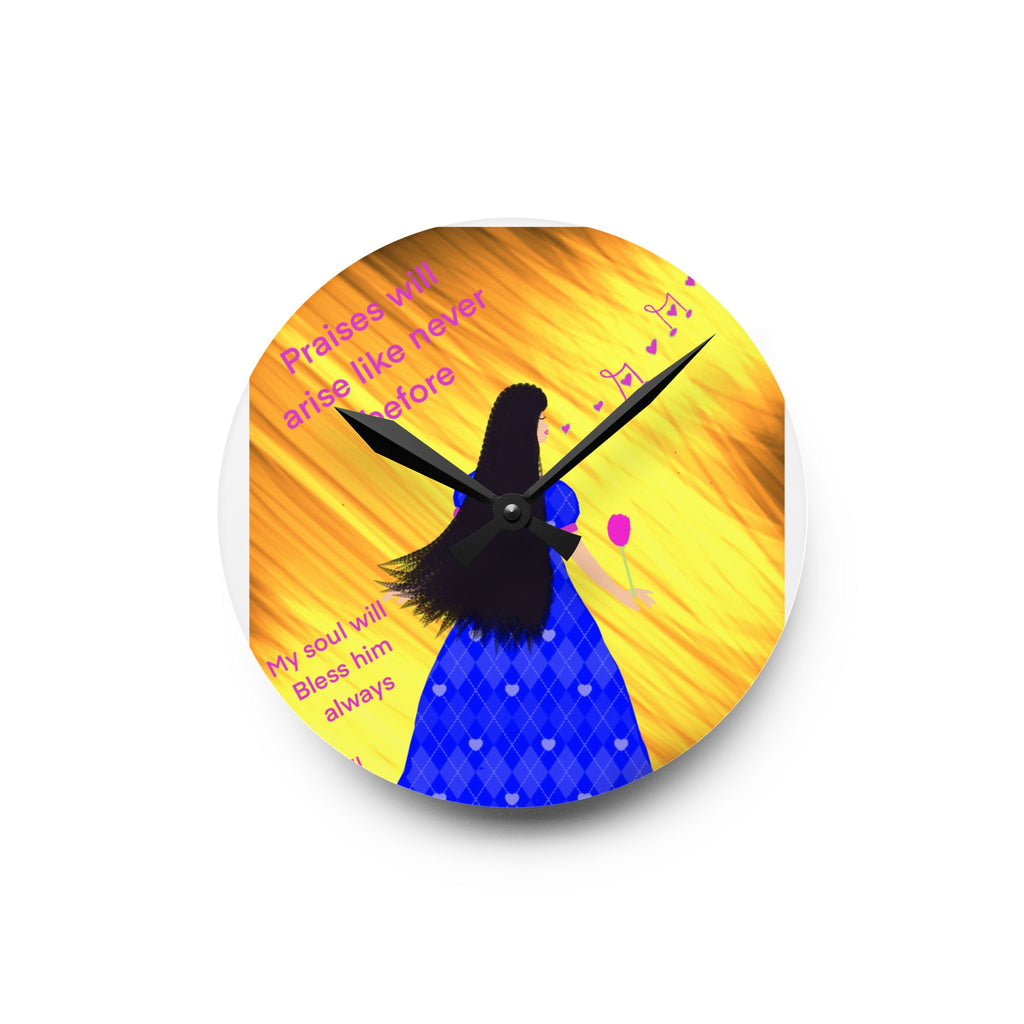 Acrylic Wall Clock — Inspirational Worship Design (“Praise Him” Melody)