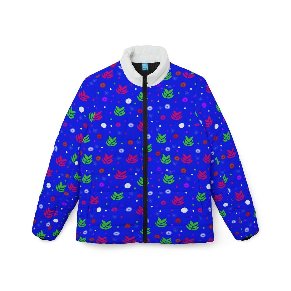 Puffer Jacket — Bright Floral Dot Print Women’s Winter Coat