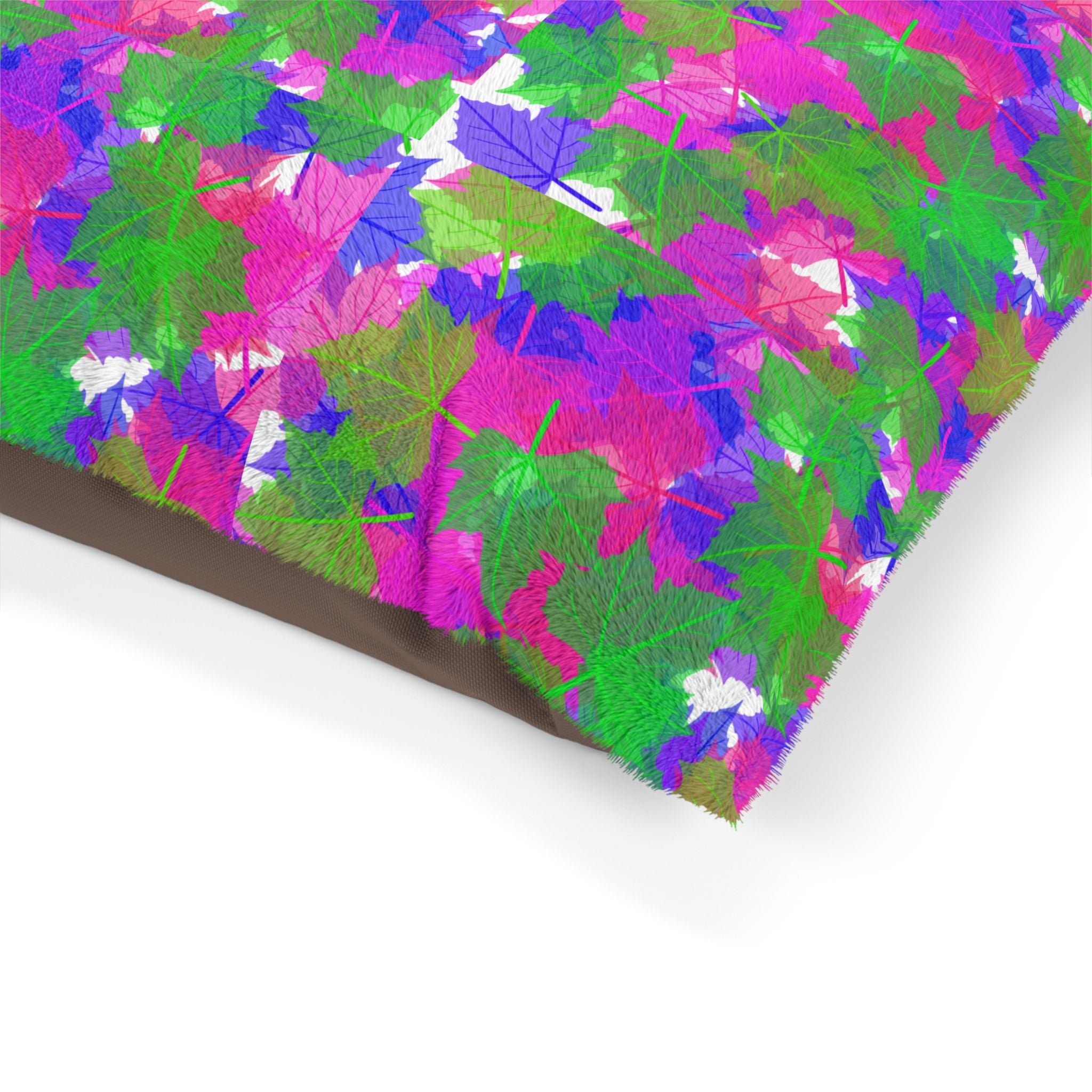 Colorful Floral Leaf Pet Bed — Plush Dog & Cat Cushion