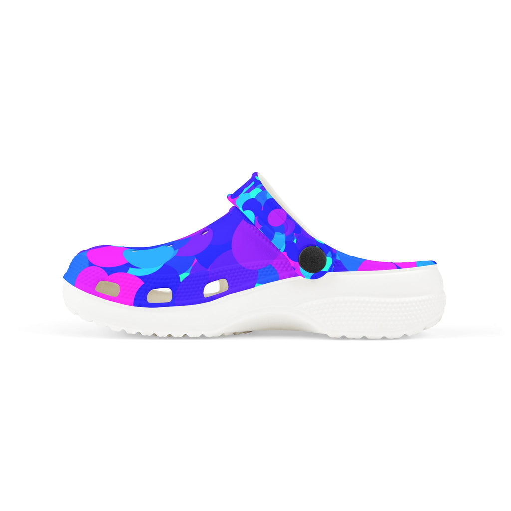 Kids Blue Purple Abstract Camo EVA Foam Clogs — Lightweight Slip-On Sandals