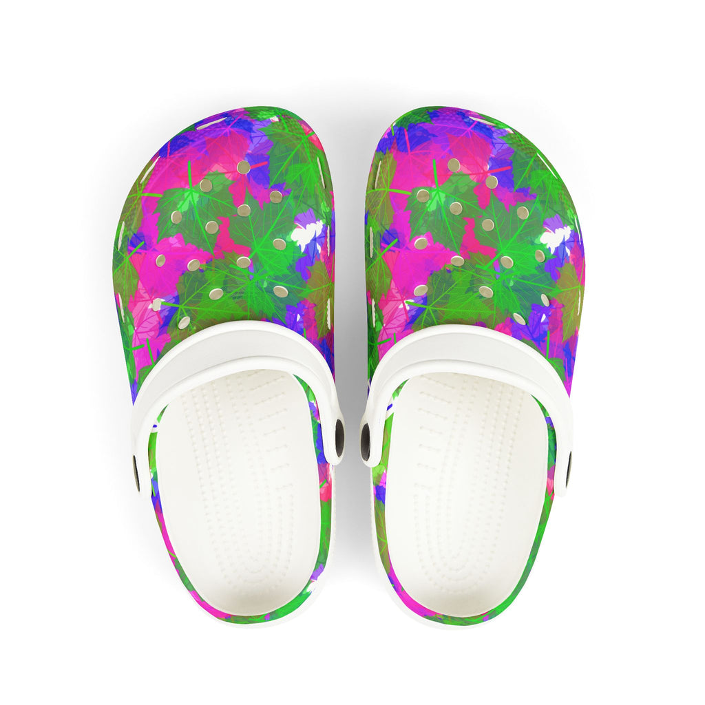Kids Tie-Dye Splash Foam Clogs — Colorful Garden Pattern