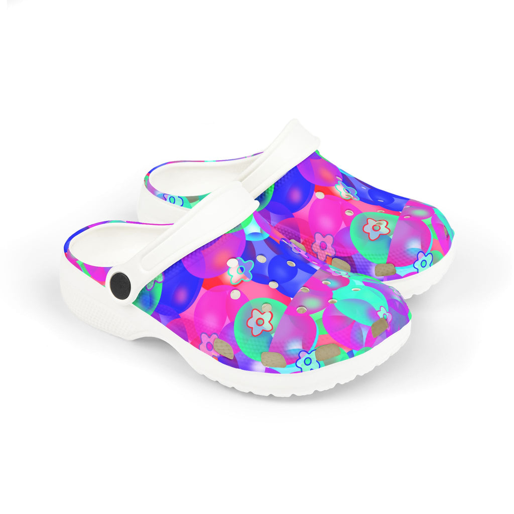 Kids Floral Bubble Clogs — Colorful Pink & Purple EVA Foam Slip-Ons
