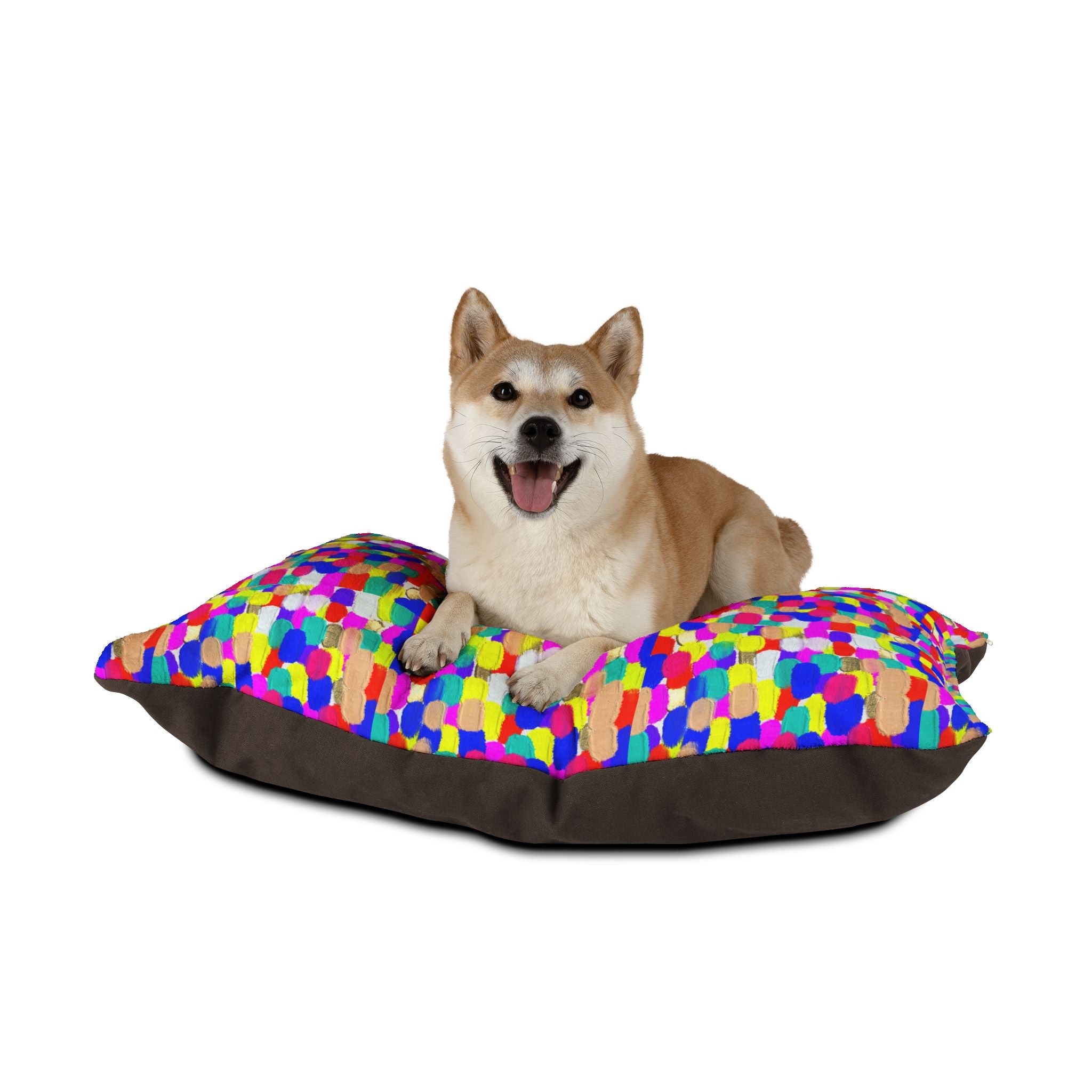 Colorful Confetti Pet Bed — Plush Dog & Cat Cushion