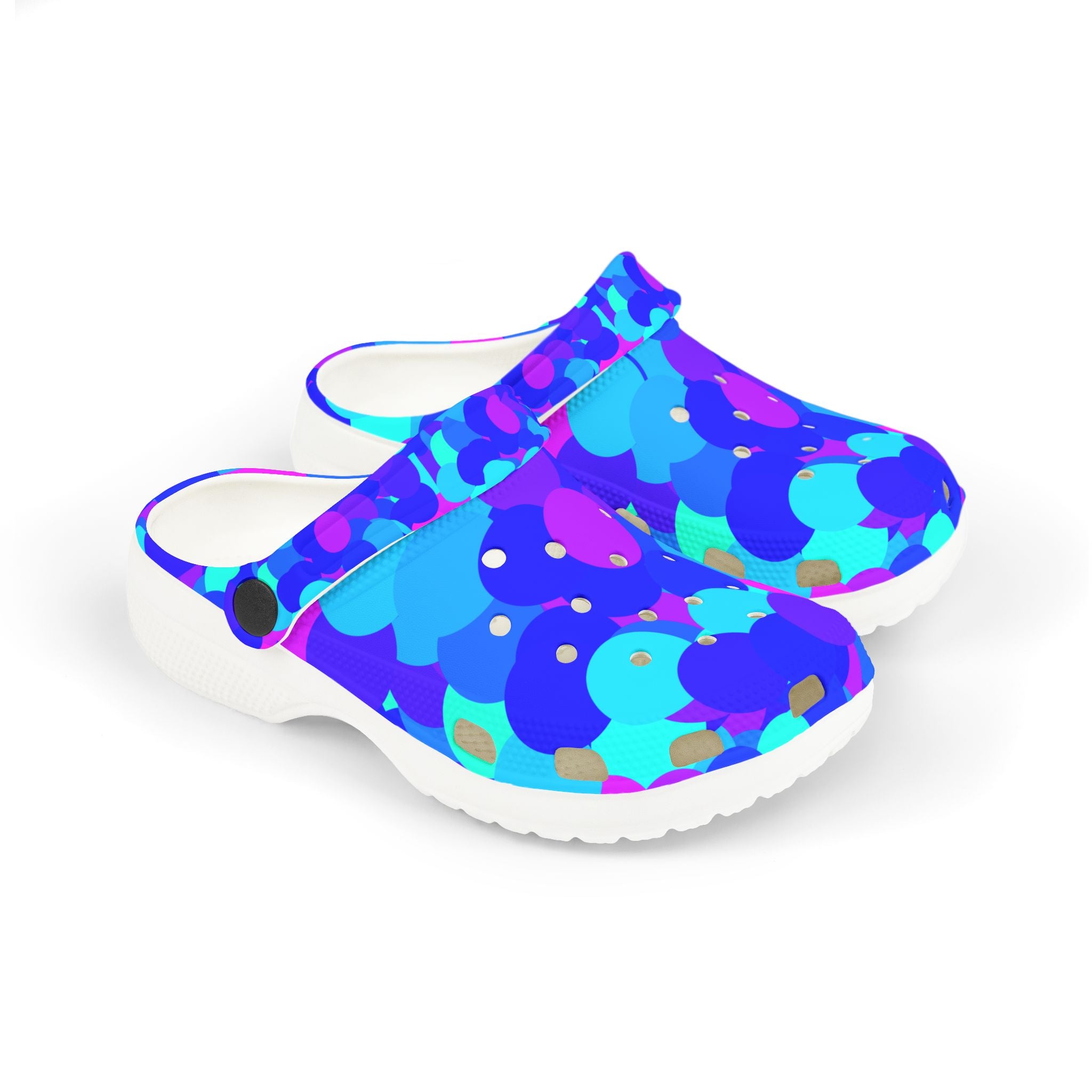 Kids Blue Purple Abstract Camo EVA Foam Clogs — Lightweight Slip-On Sandals