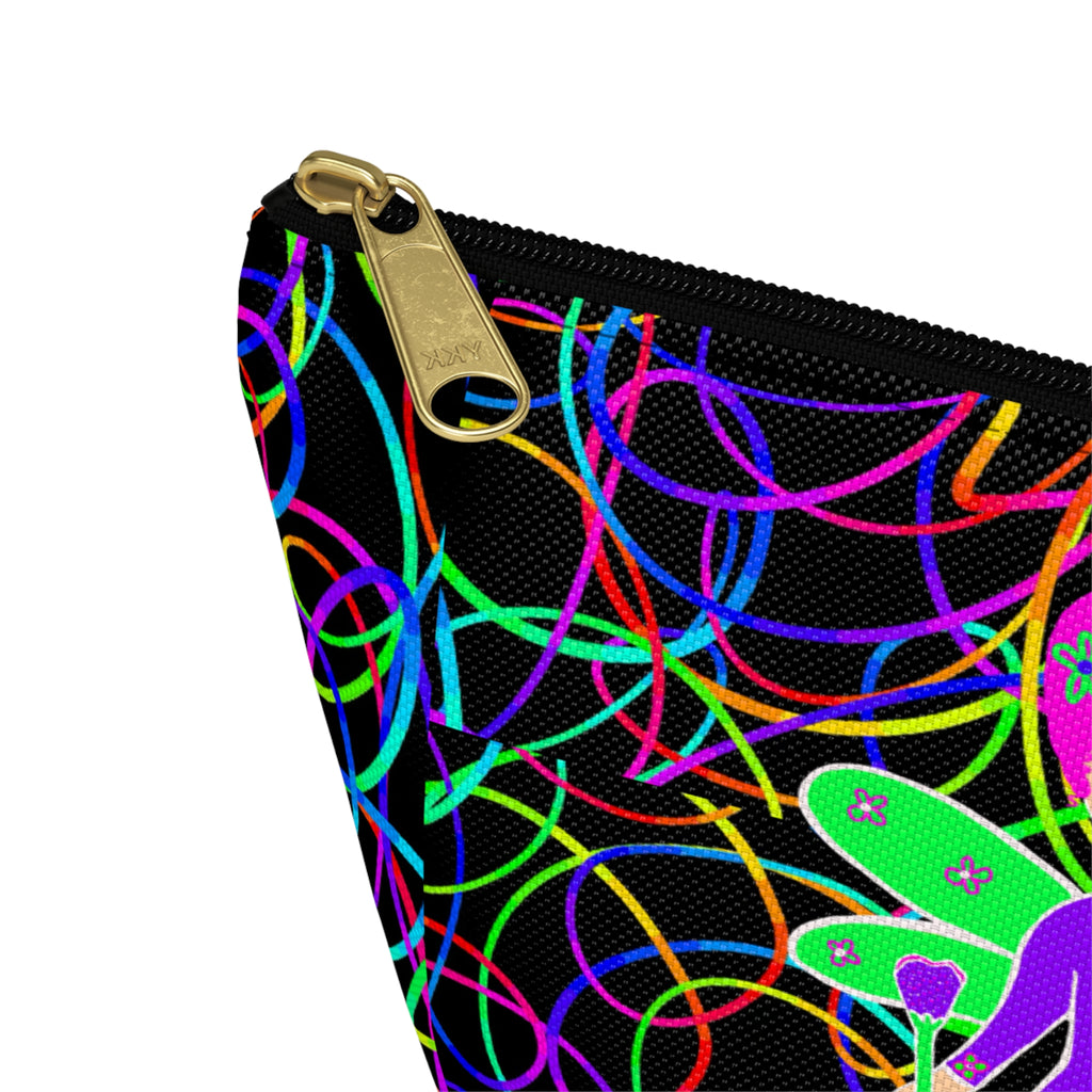 Fairy Neon Accessory Pouch — Colorful Circle Pattern T-Bottom Makeup Bag