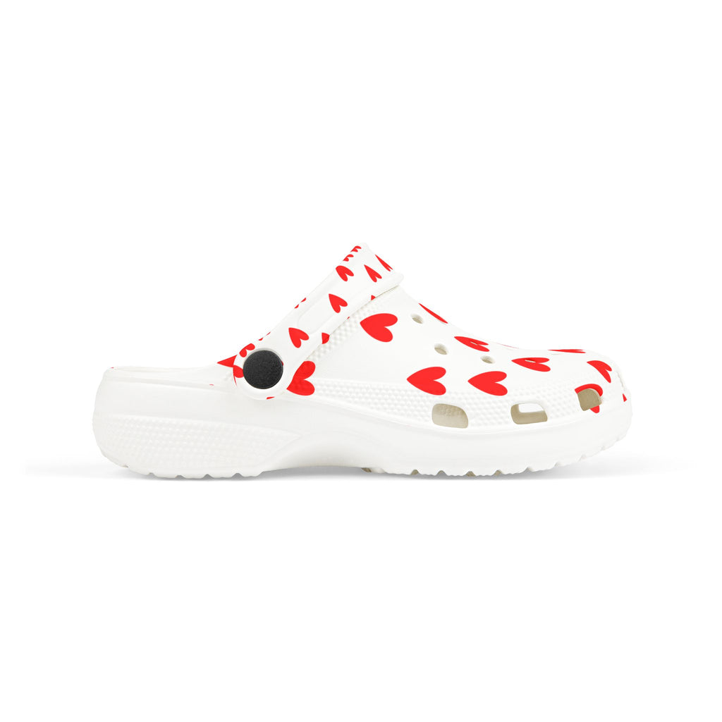 Kids Heart Print Foam Clogs – Cute Red Heart EVA Slip-On Shoes