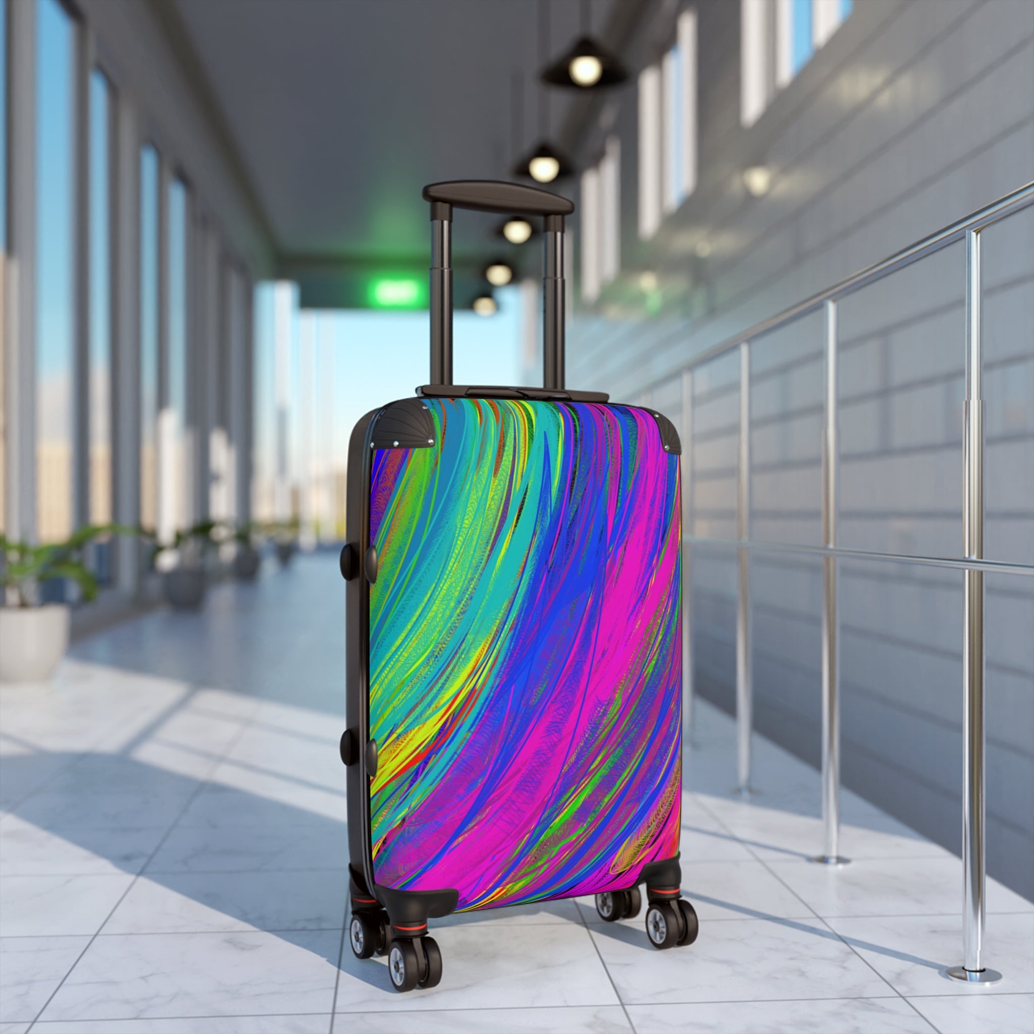 Vibrant Swirl Carry-On Suitcase — Colorful Abstract Travel Luggage