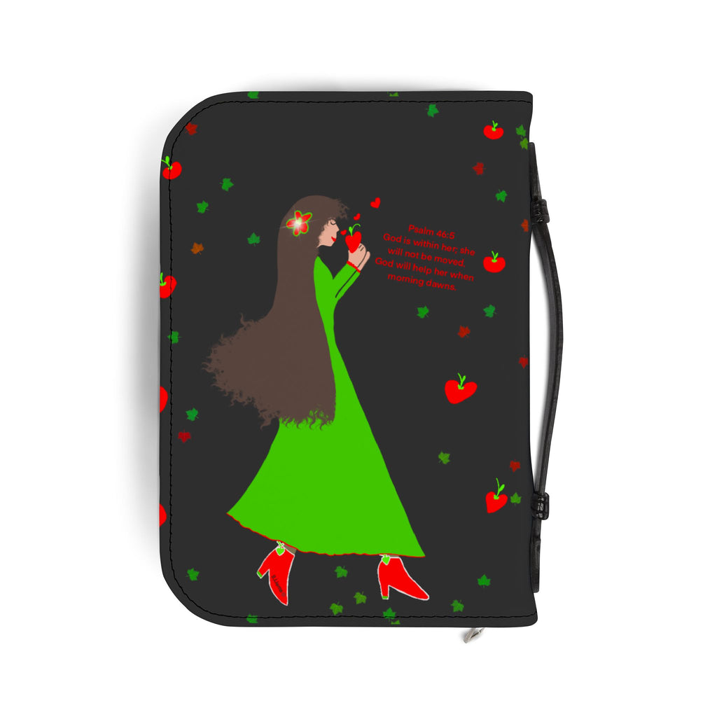Bible Cover - Girl in Green Dress Bible Cover with Apples Design