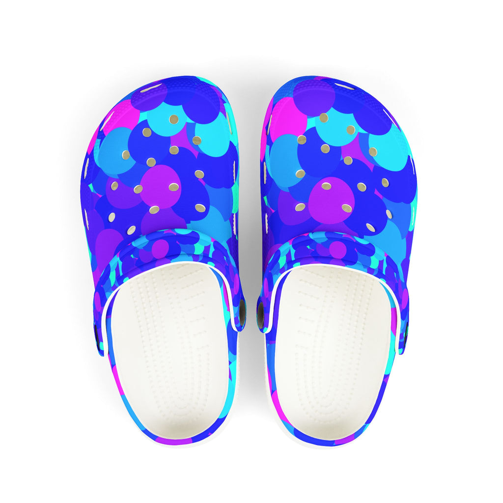 Kids Blue Purple Abstract Camo EVA Foam Clogs — Lightweight Slip-On Sandals
