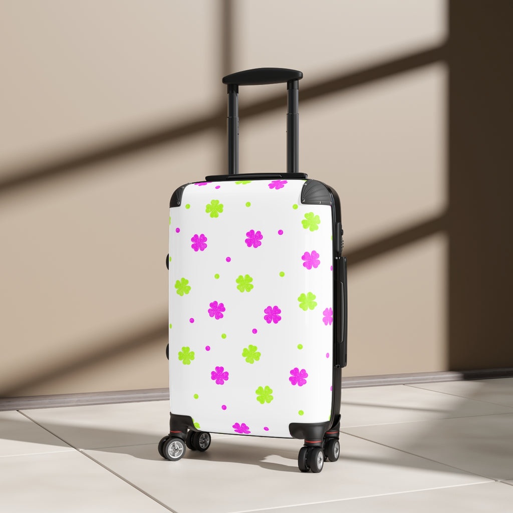 Floral Clover Carry-On Suitcase – Pink & Lime Travel Luggage