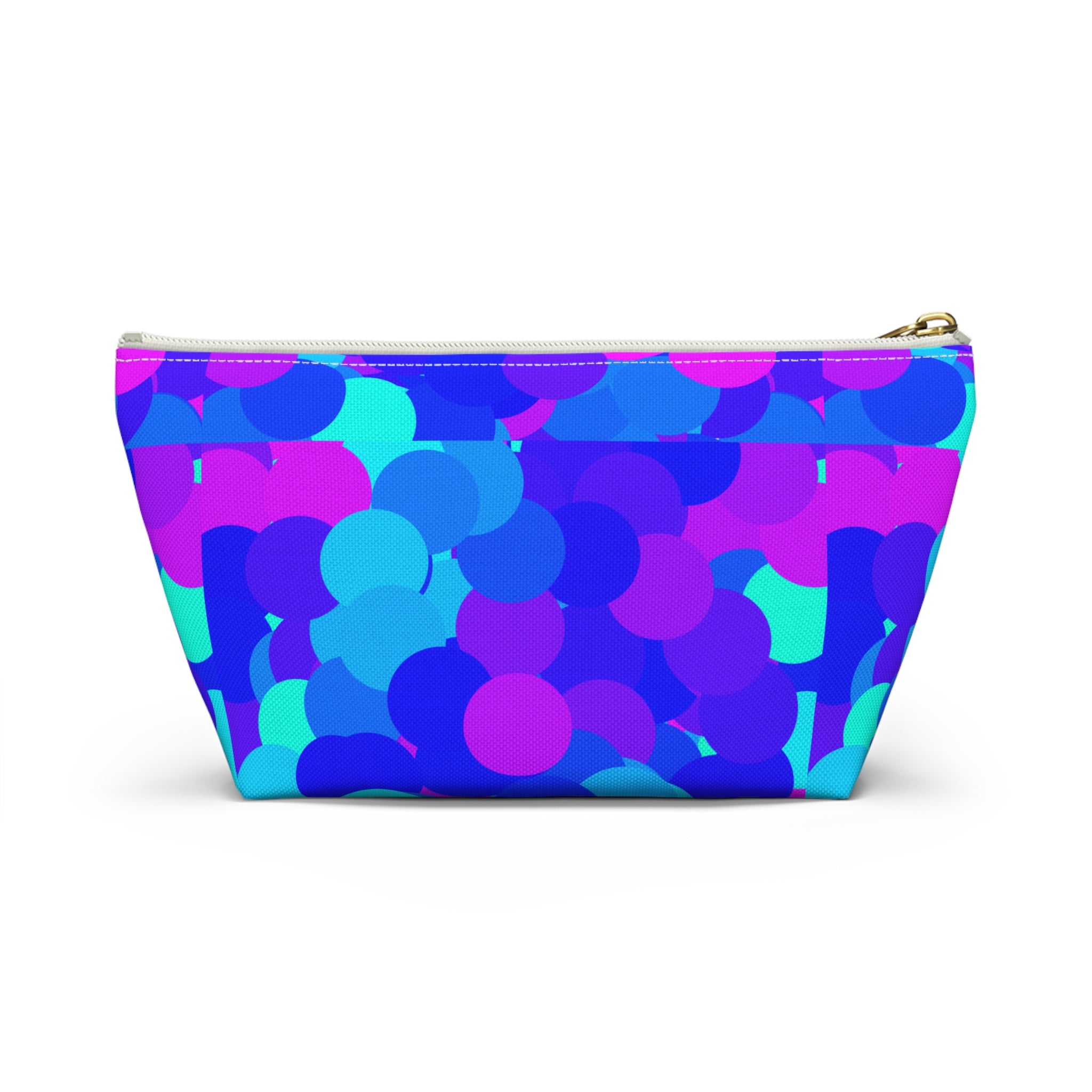 Cosmic Confetti Accessory Pouch — Bright Blue & Pink T‑Bottom Makeup Bag
