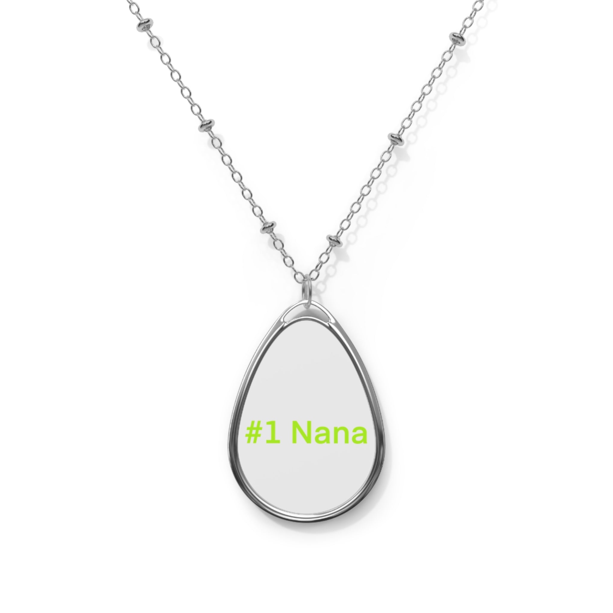 #1 Nana Oval Pendant Necklace — Personalized Teardrop Charm for Grandmother, Mother’s Day Gift