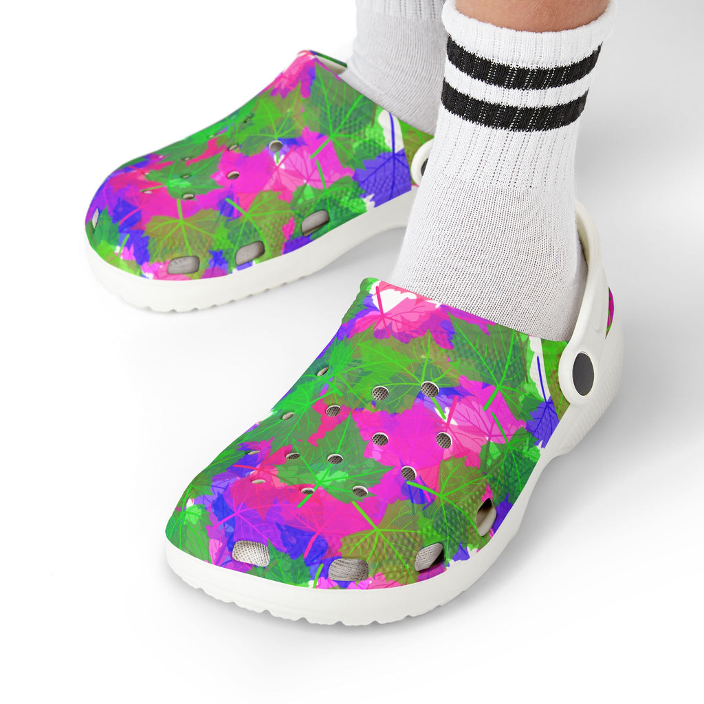 Kids Tie-Dye Splash Foam Clogs — Colorful Garden Pattern