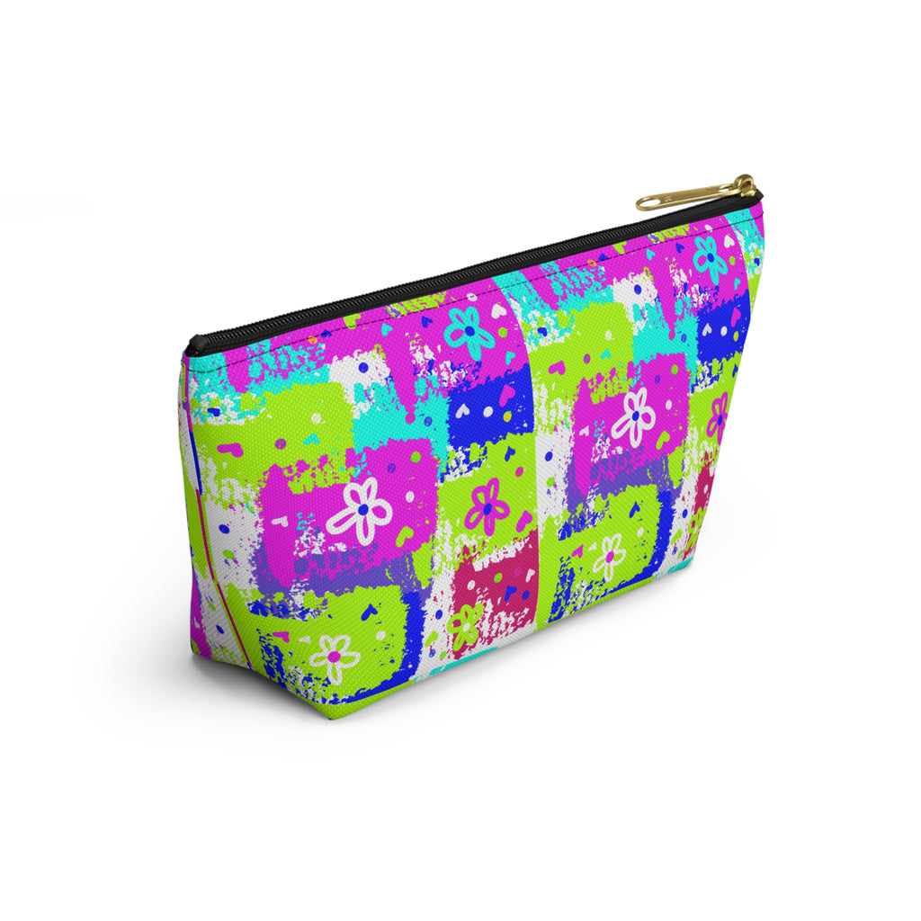 Floral Patchwork Accessory Pouch — Bright Zipper Makeup Bag