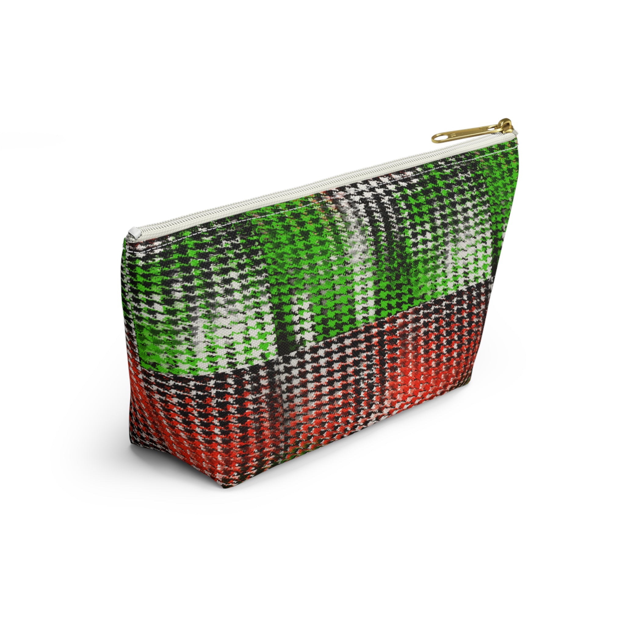 Accessory Pouch — Afro Girl Plaid Cosmetic Bag (Green & Red)