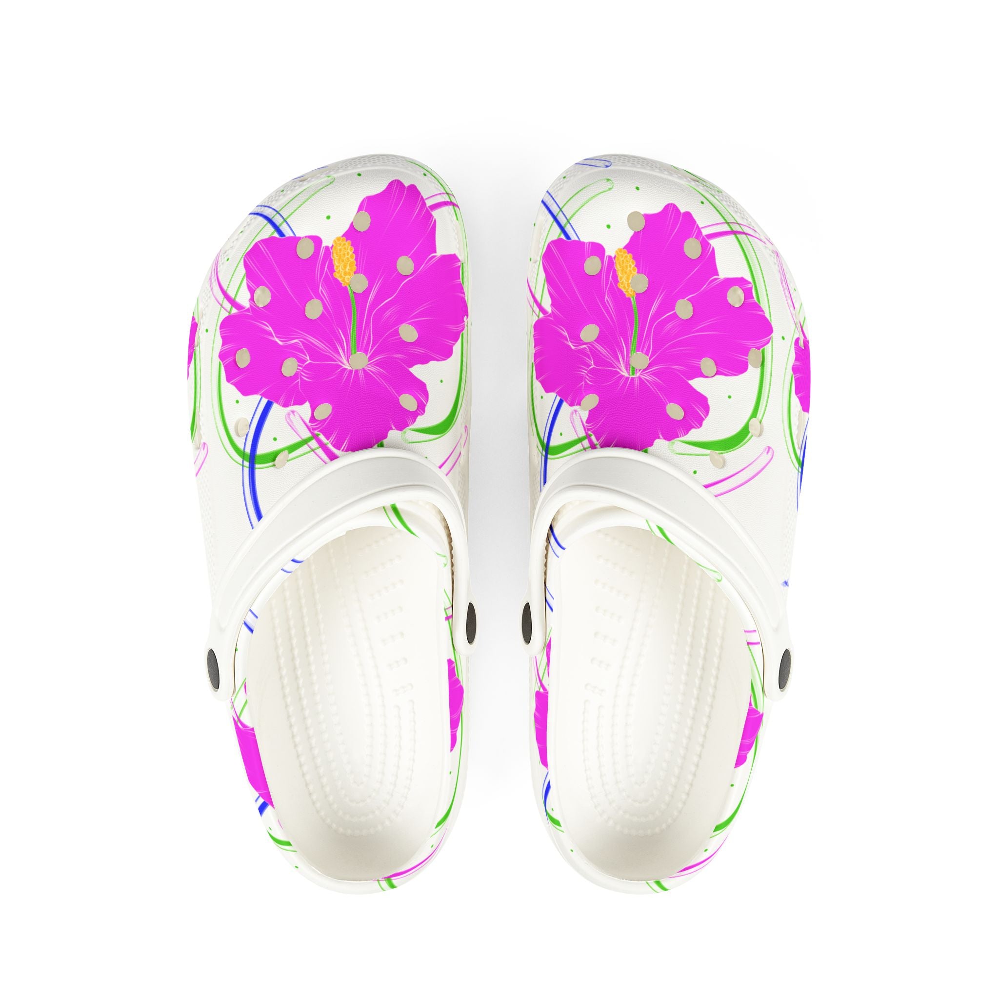 Floral EVA Foam Clogs — Pink Blossom All-Over Print Shoes