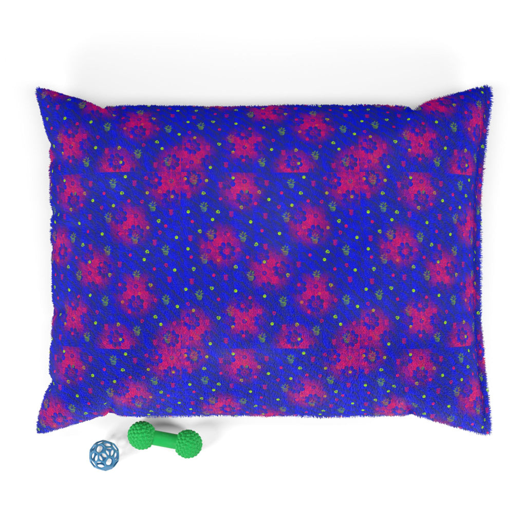Cosmic Paws Plush Pet Bed — Soft Blue & Pink Starburst Pattern