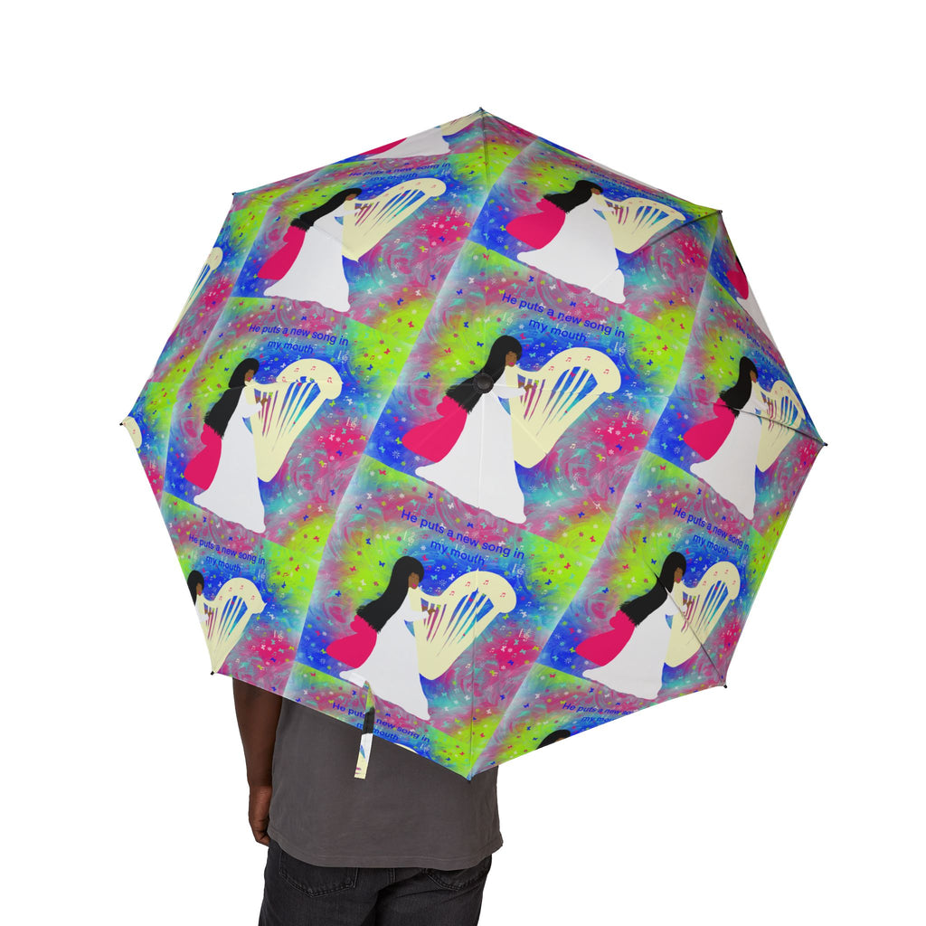 Foldable Umbrella — Colorful Abstract Woman Silhouette Rain Umbrella