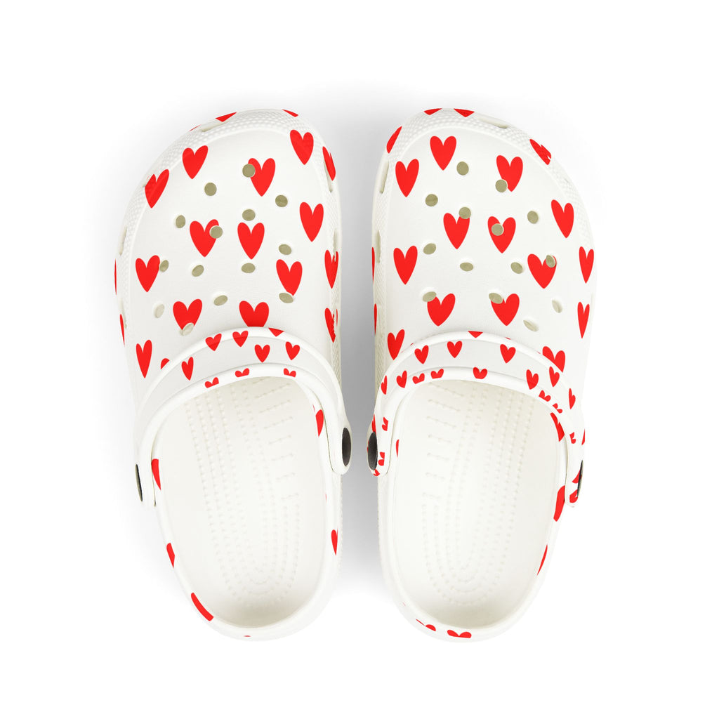 Kids Heart Print Foam Clogs – Cute Red Heart EVA Slip-On Shoes