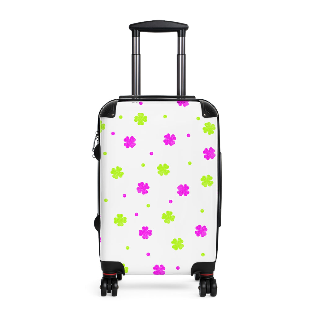 Floral Clover Carry-On Suitcase – Pink & Lime Travel Luggage