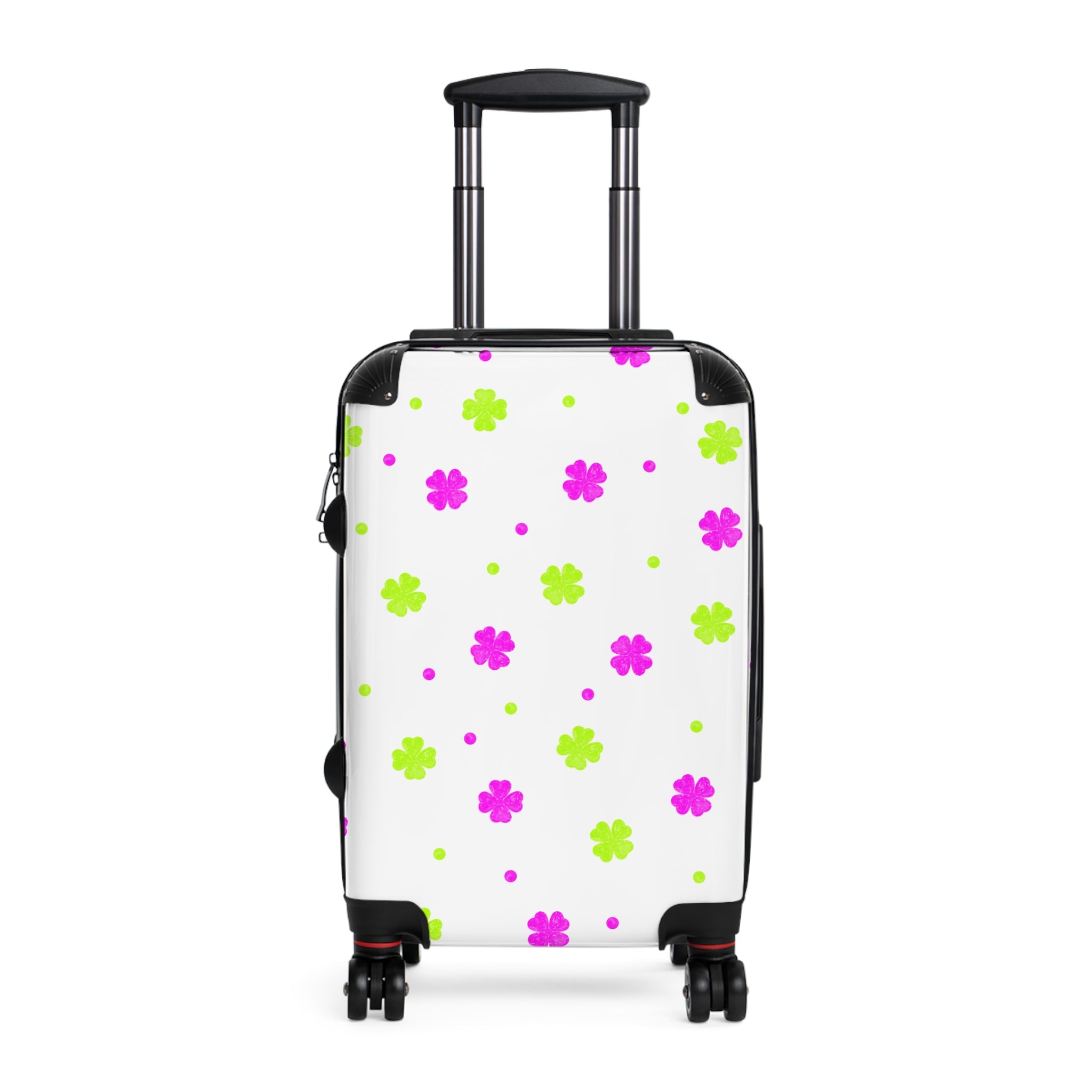 Floral Clover Carry-On Suitcase – Pink & Lime Travel Luggage