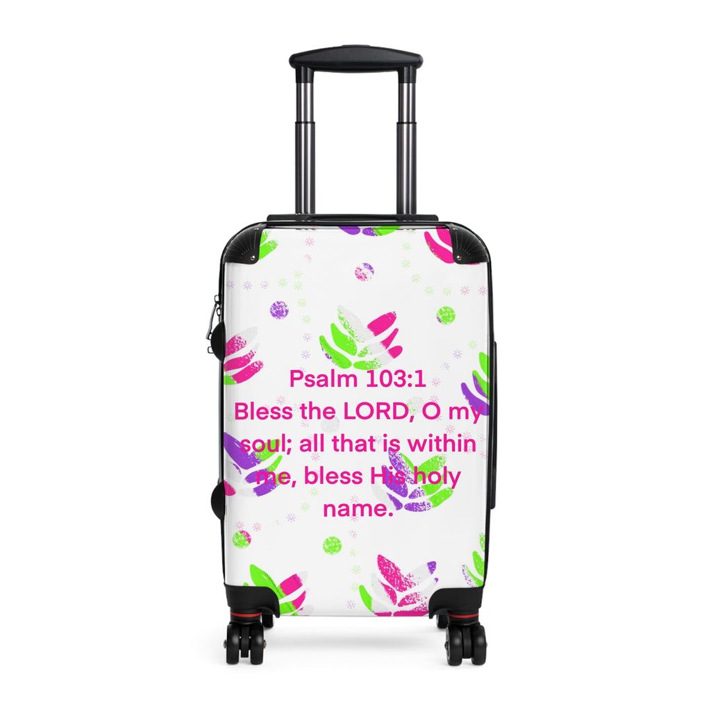 Psalm 103:1 Suitcase — Inspirational Floral Carry-On Travel Luggage