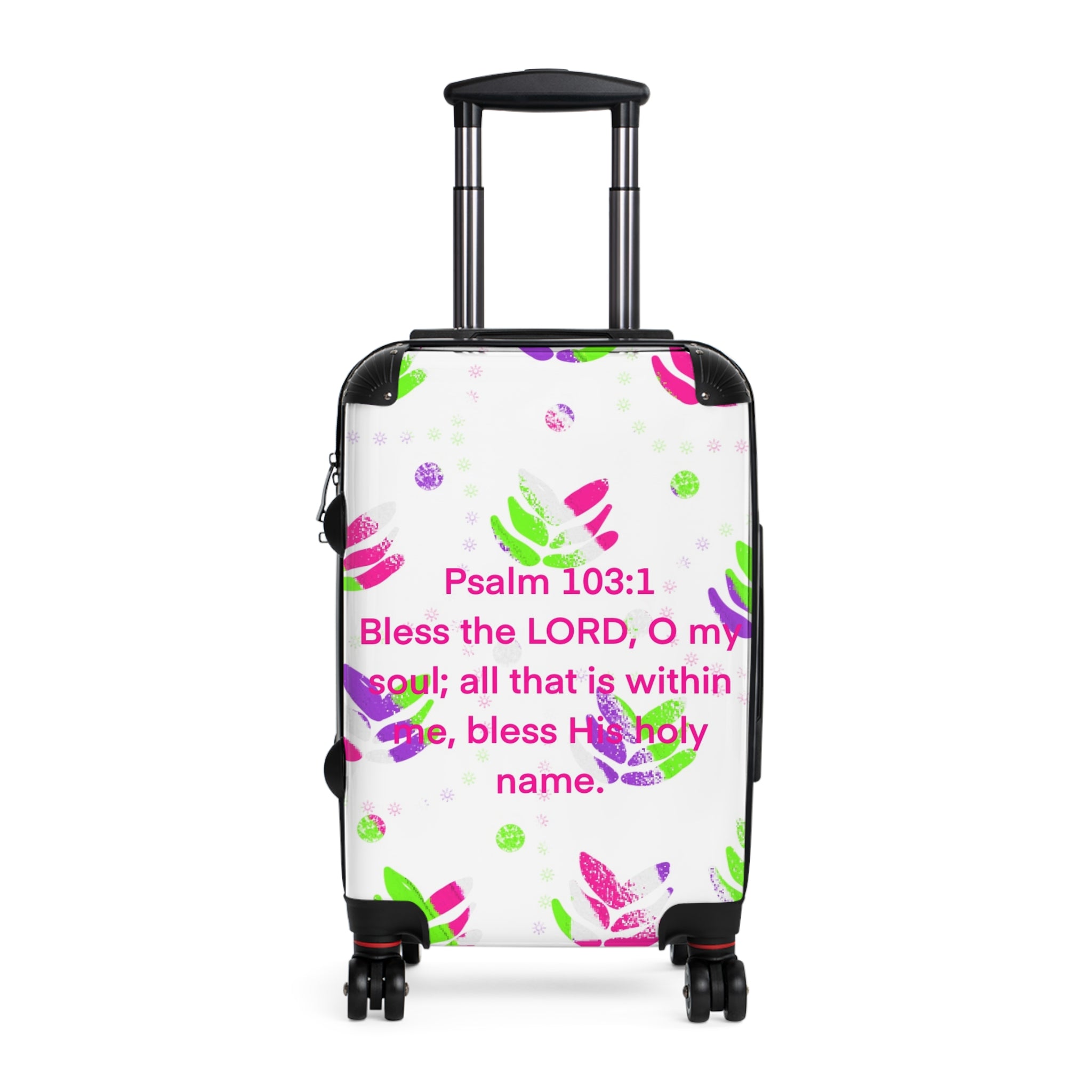 Psalm 103:1 Suitcase — Inspirational Floral Carry-On Travel Luggage