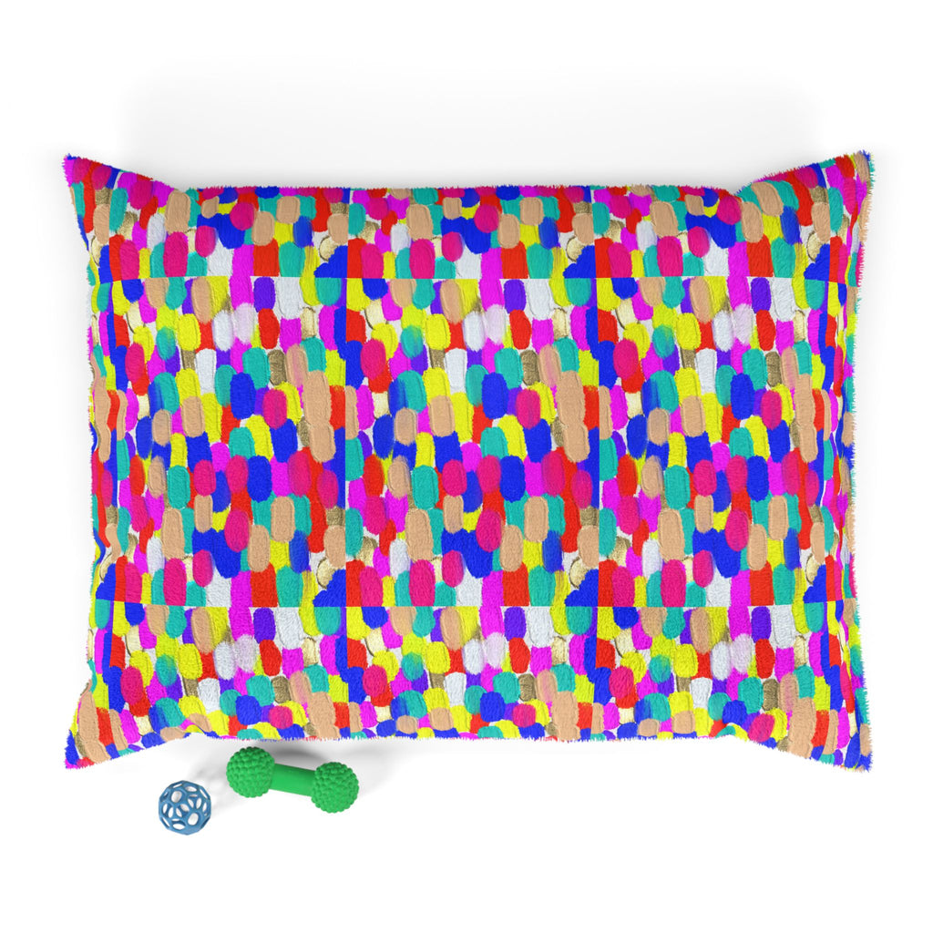 Colorful Confetti Pet Bed — Plush Dog & Cat Cushion
