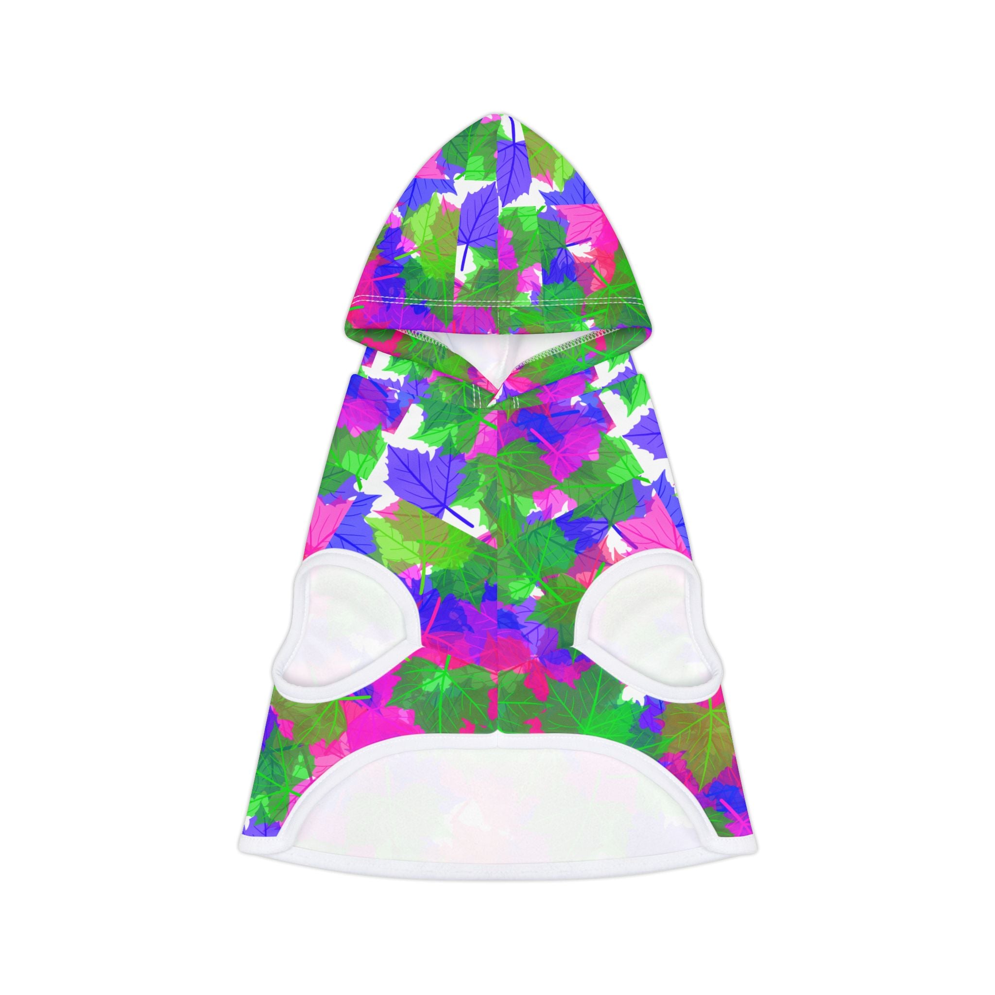 Colorful Floral Pet Hoodie — Bright Pink, Green & Purple Dog Hoodie