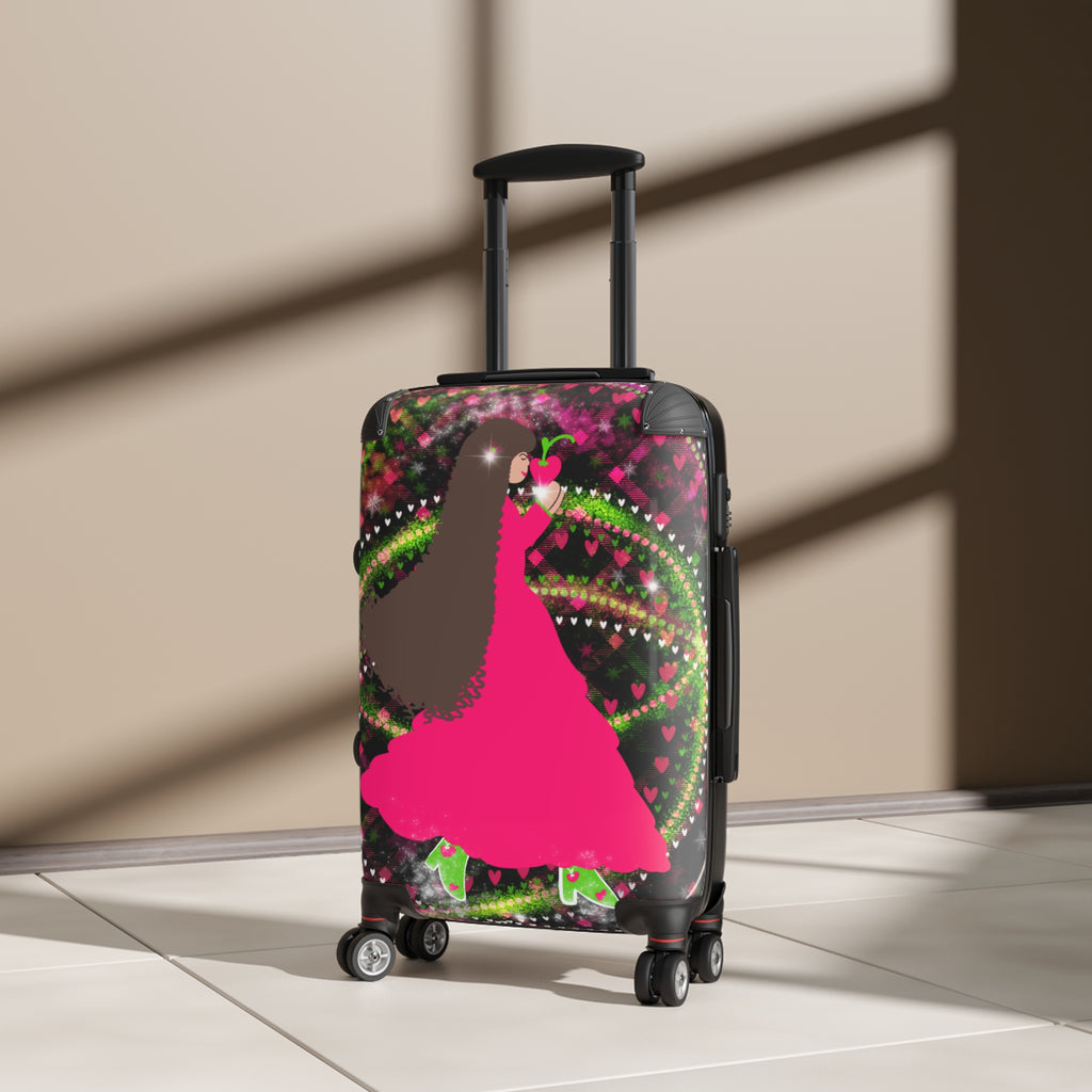 Rolling Carry-On Suitcase — Pink Dancing Girl Floral Design