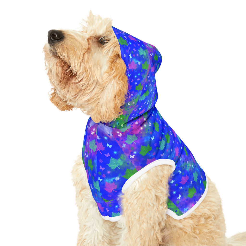 Starry Pawprint Pet Hoodie — Blue Galaxy Pattern Dog & Cat Sweatshirt