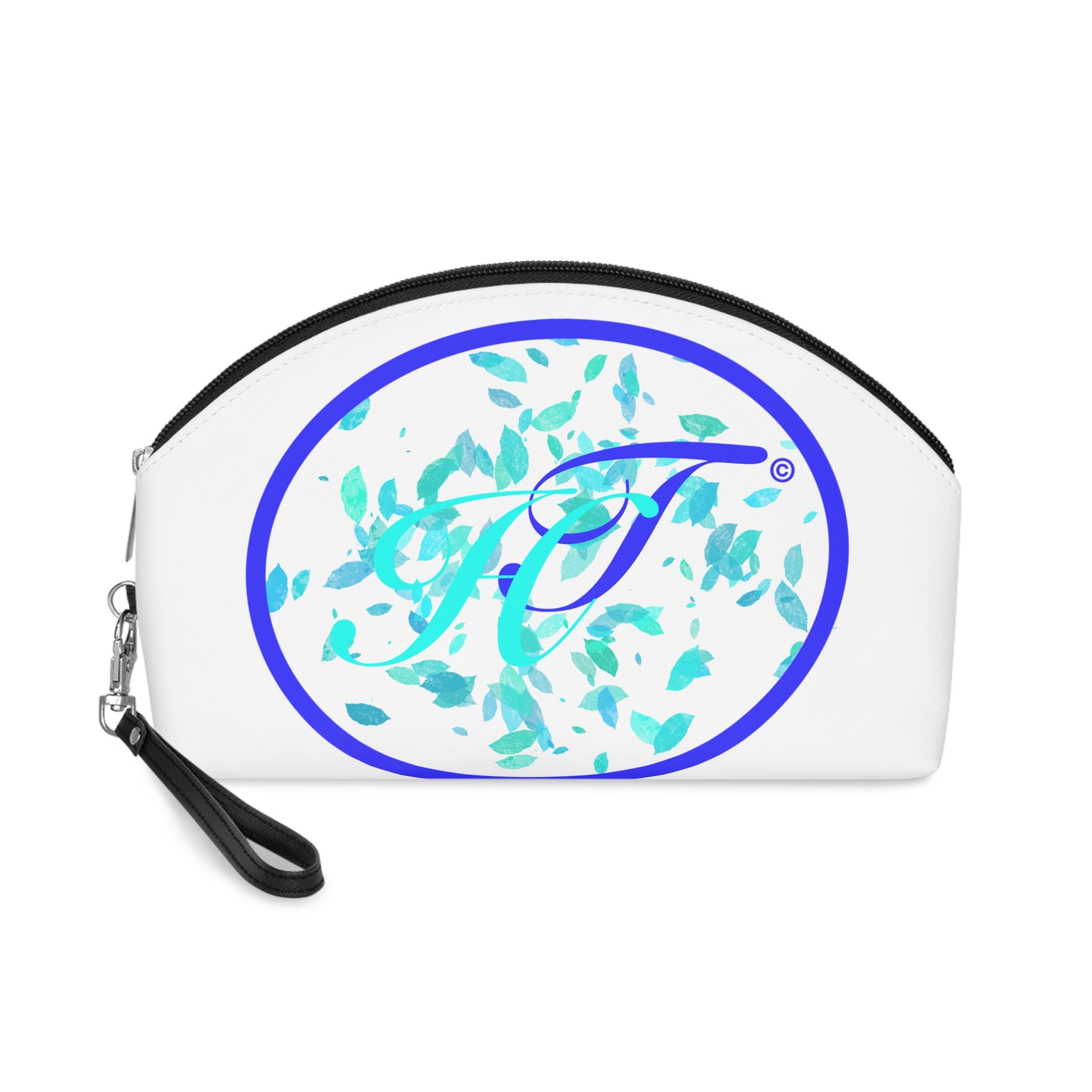 Initials Floral Makeup Bag — Monogram 'T' Cosmetic Pouch