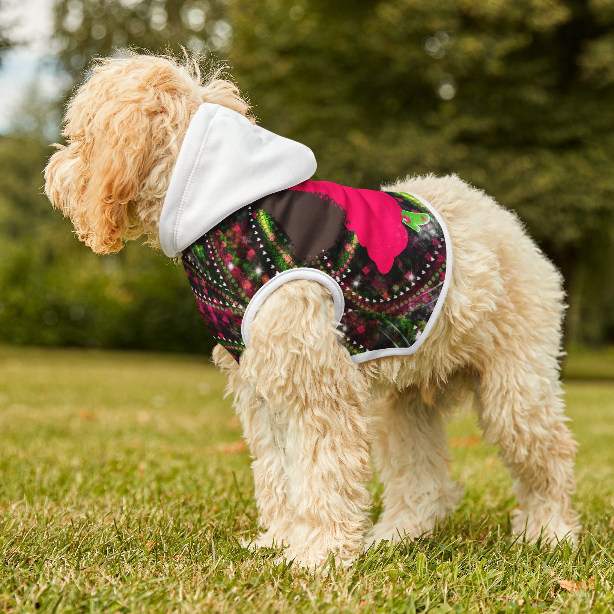 Pet Hoodie - Festive Floral Girl Silhouette Dog/Pet Hoodie