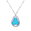 Personalized Oval Initial Necklace – Blue A Monogram Pendant